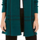 Cardigan feminino xadrez com frente aberta, tamanho XX-G, verde, Charter Club