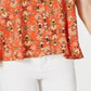 Top feminino sem mangas com estampa estilo &amp; co, decote alto e decotado, floral laranja, tamanho GG