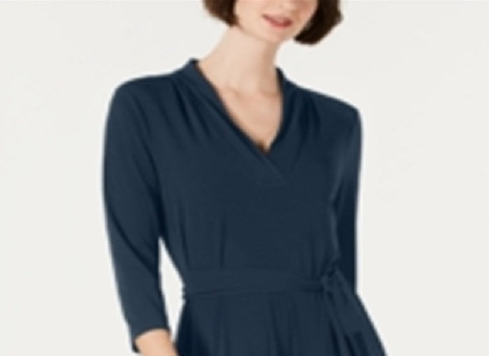 Vestido feminino Charter Club Solid MIDI Azul Tamanho Pequeno XL