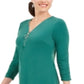 Vestido feminino com decote em V e zíper, verde, tamanho P, da coleção JM