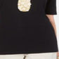 Camiseta feminina Karen Scott de algodão com estampa gráfica de abacaxi, preta, tamanho GG