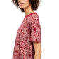 Camiseta feminina estampada de manga curta e gola redonda Free People, tamanho P, vermelha