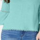 Blusa feminina estilo &amp; co com manga sino e acabamento em crochê, azul-petróleo, tamanho pequeno P