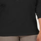 Karen Scott Top de algodão feminino com cadarço, preto, tamanho extragrande