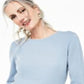 Suéter de cashmere feminino Charter Club com gola redonda, azul, tamanho grande