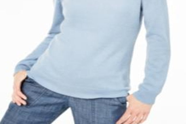 Suéter de cashmere feminino Charter Club com gola redonda, azul, tamanho grande