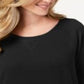 Karen Scott Top esportivo feminino com decote redondo, preto, tamanho XX-G