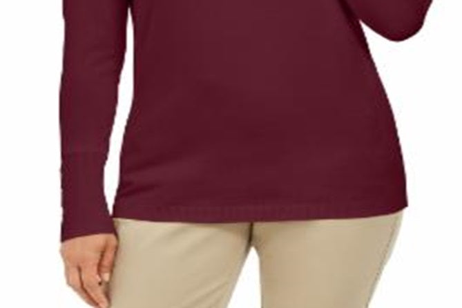 JM Collection Suéter Feminino com Mangas Apertadas e Gola Alta Vermelho Tamanho Grande