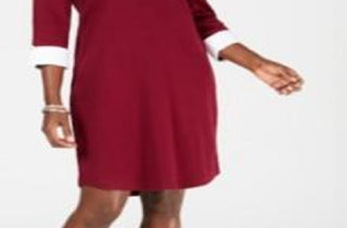 Vestido-camisa de algodão com acabamento contrastante Karen Scott feminino, vermelho, tamanho pequeno G