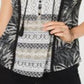 Blusa feminina estampada mista Style &amp; Co preta, tamanho pequeno, tamanho G