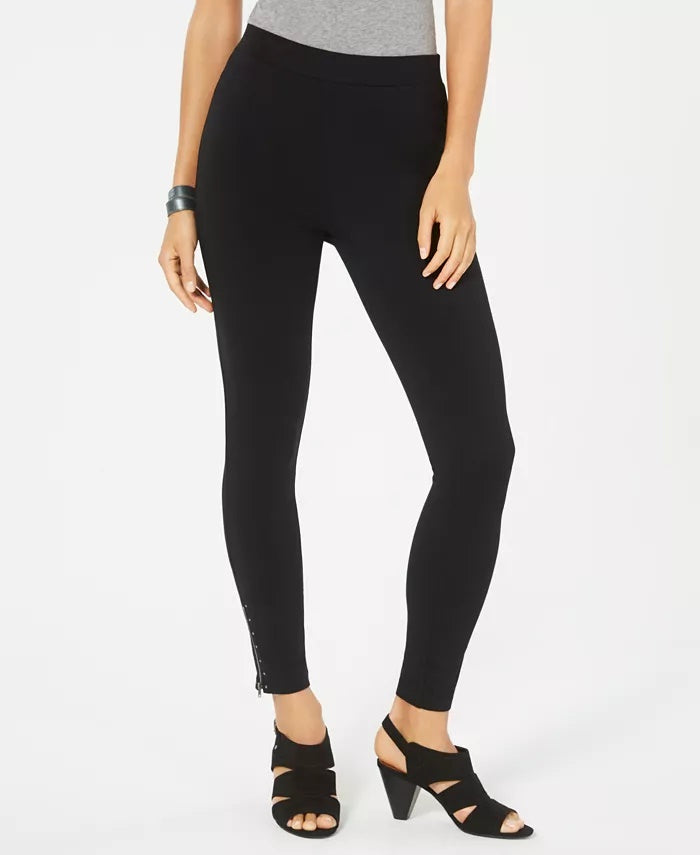 Leggings femininas com detalhes em renda, estilo &amp; co, pretas, tamanho extra grande