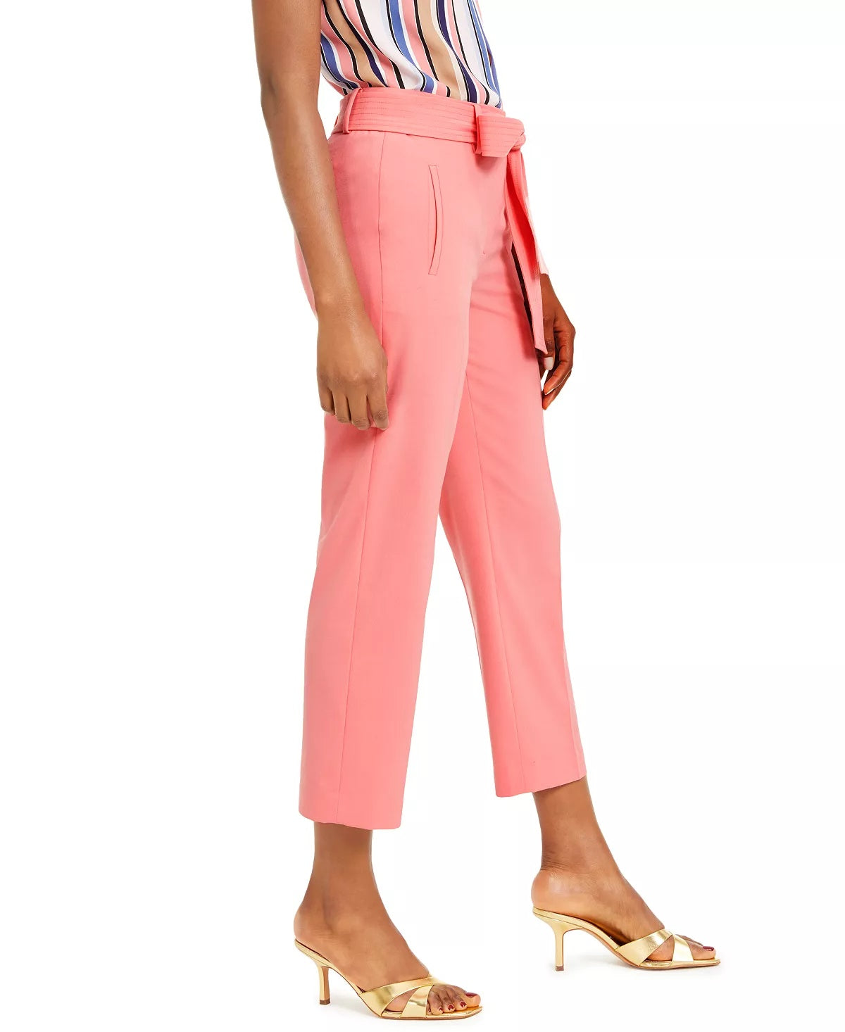 Calça feminina Bar III com elástico duplo e amarração no tornozelo, rosa, tamanho 2