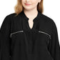 Camisa utilitária feminina NY Collection com bolso e zíper, preta, tamanho 1X