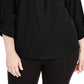 Camisa utilitária feminina NY Collection com bolso e zíper, preta, tamanho 1X