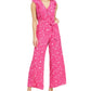 Macacão feminino com cinto estampado Charter Club rosa tamanho 8