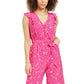 Macacão feminino com cinto estampado Charter Club rosa tamanho 8