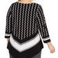 Blusa feminina Alfani Plus Size com estampa e bainha em V, preta, tamanho 0X