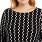 Blusa feminina Alfani Plus Size com estampa e bainha em V, preta, tamanho 0X