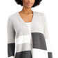 Cardigan de malha feminino com blocos de cores Charter Club, cinza, tamanho pequeno