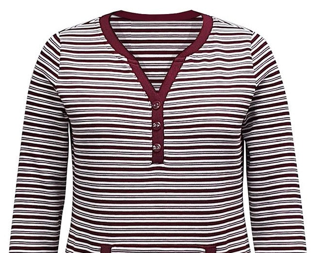 Karen Scott Top Henley Listrado Feminino Vermelho Tamanho Grande