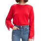 Moletom feminino Levi's com gola redonda e franjas, vermelho, tamanho grande
