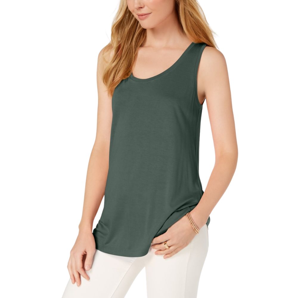 Regata feminina Maison Jules com decote redondo, verde, tamanho XX-G