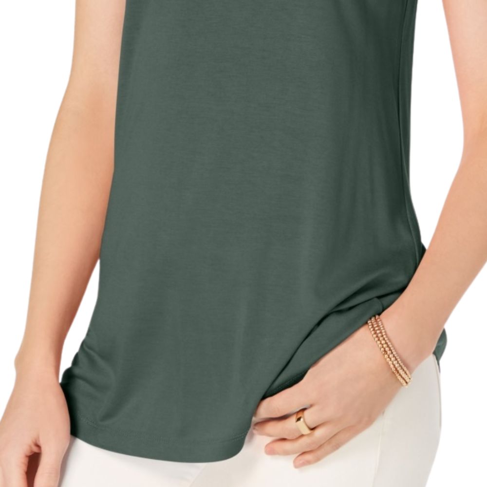 Regata feminina Maison Jules com decote redondo, verde, tamanho XX-G