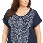 Camiseta feminina com estampa gráfica Style &amp; Co Plus, branca, tamanho 1X