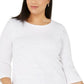 Camiseta feminina de malha de algodão plus size Charter Club, branca, tamanho 3X