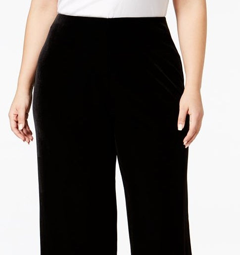 Calça feminina Alfani Plus Velvet Wide Leg Preta Tamanho 1X