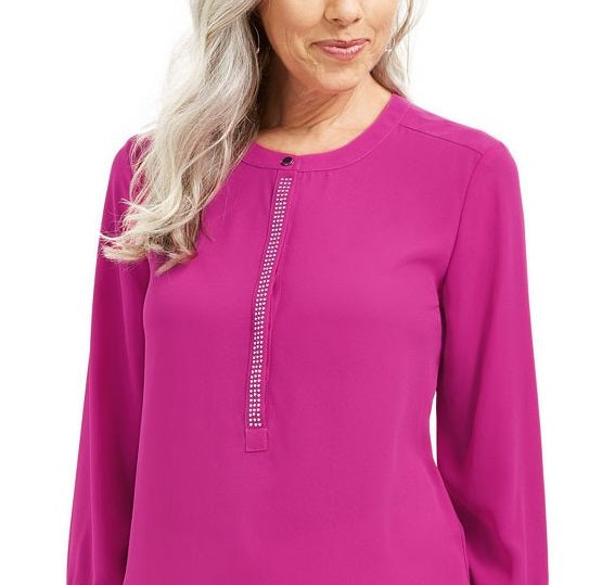 Blusa feminina plissada nas costas, rosa, tamanho extragrande, coleção JM