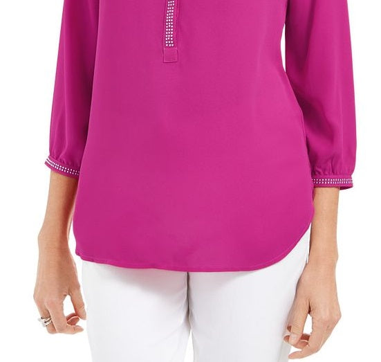 Blusa feminina plissada nas costas, rosa, tamanho extragrande, coleção JM