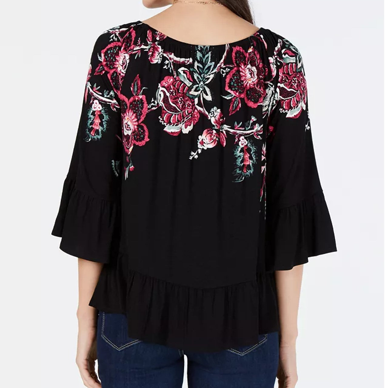 Top feminino estampado ombro a ombro estilo &amp; co, preto, tamanho GG