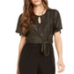 Macacão feminino NY Collection com amarração frontal metálica, preto, tamanho pequeno M