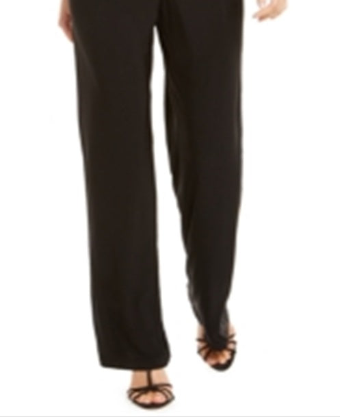 Macacão feminino NY Collection com amarração frontal metálica, preto, tamanho pequeno M