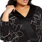 Blusa feminina Alfani Plus Size com estampa de sobrepeliz e gola alta, preta, tamanho 2X