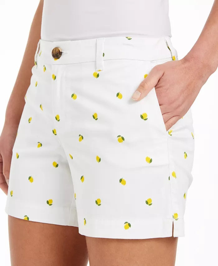 Shorts femininos com estampa de limão Style &amp; Co, branco, tamanho 4