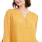 Top feminino Charter Club com manga transparente, amarelo, tamanho extragrande