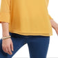 Top feminino Charter Club com manga transparente, amarelo, tamanho extragrande