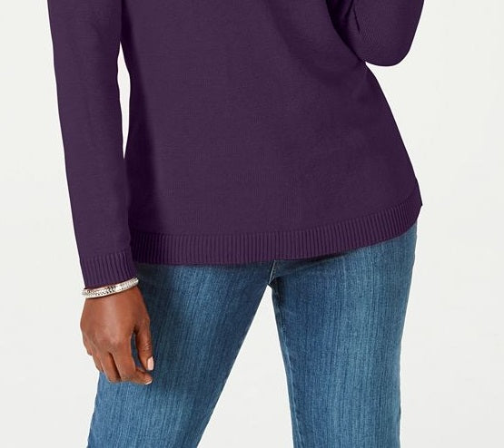 Karen Scott Suéter Henley Feminino de Algodão Roxo Tamanho Pequeno Médio