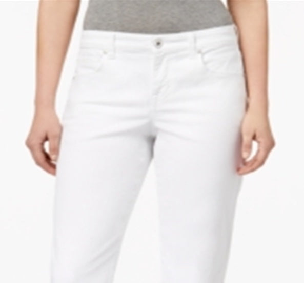 Calça jeans capri feminina Curvy Cuffed Style &amp; Co, branca, tamanho 2