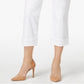 Calça jeans capri feminina Curvy Cuffed Style &amp; Co, branca, tamanho 2