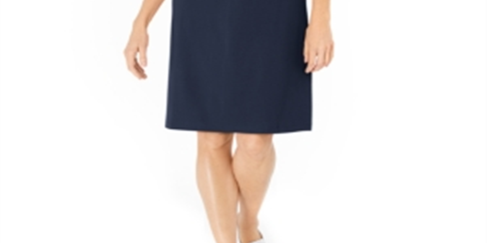 Vestido rodado feminino Karen Scott de algodão com tachas, azul, tamanho XX-G