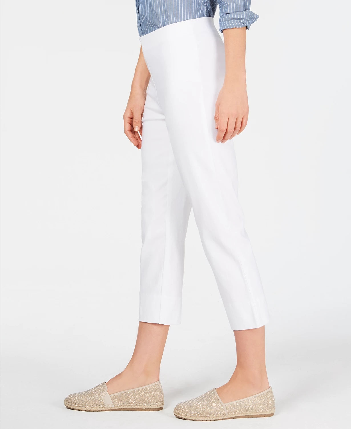 Calça Capri Chelsea Pull-On com Controle de Barriga Charter Club Feminina Branca Tamanho 4