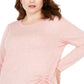 Blusa feminina plus size com cordão e franzido INC International Concepts, rosa, tamanho 1X
