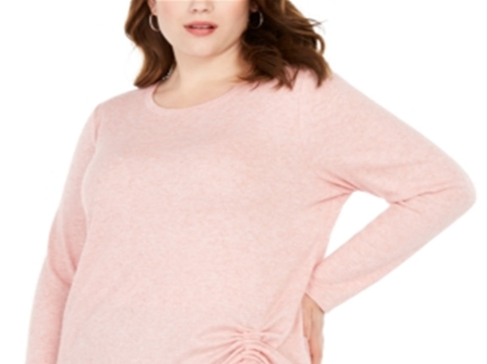 Blusa feminina plus size com cordão e franzido INC International Concepts, rosa, tamanho 1X
