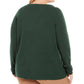 Camiseta feminina Karen Scott, verde, lisa, manga comprida, gola redonda, tamanho pequeno, extragrande