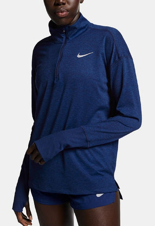 Suéter Nike Element Half Zip para Corrida Feminino Azul Tamanho Médio