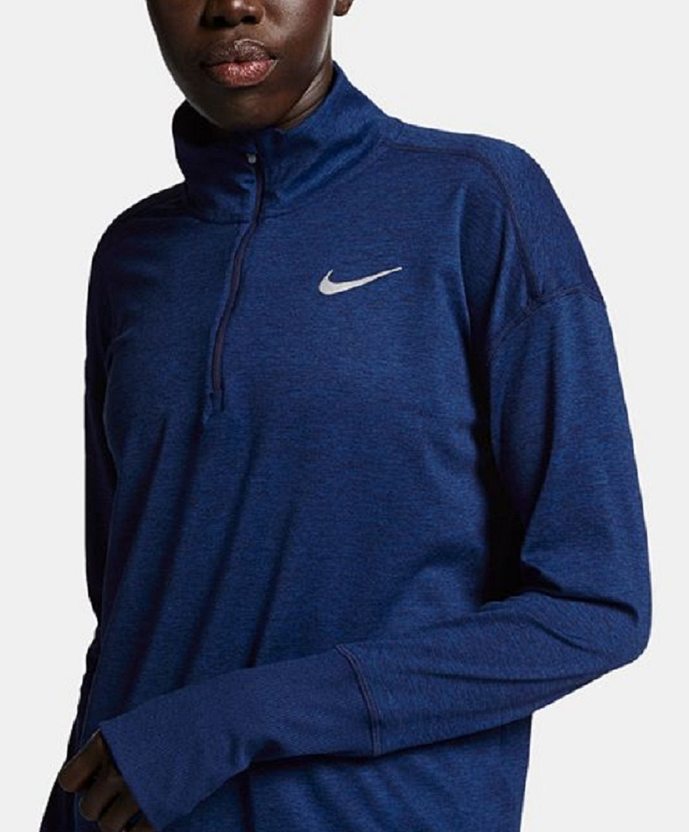Suéter Nike Element Half Zip para Corrida Feminino Azul Tamanho Médio