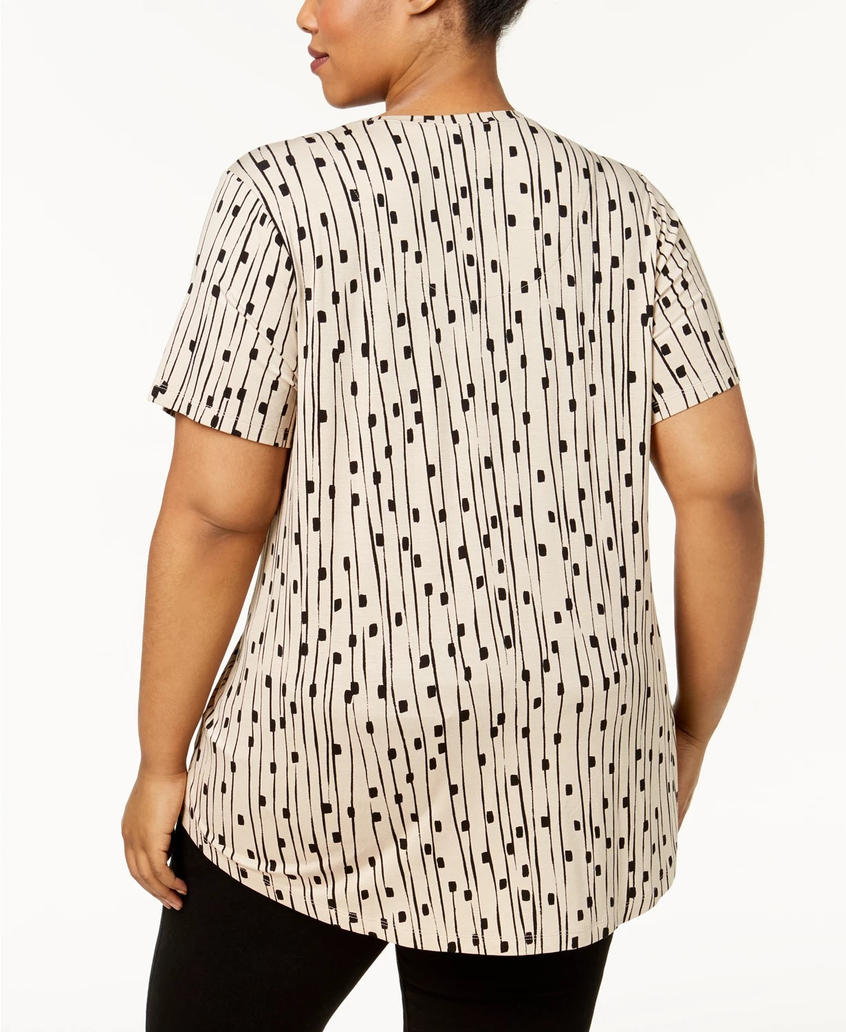 JM Collection Top estampado plus size feminino bege tamanho 0X